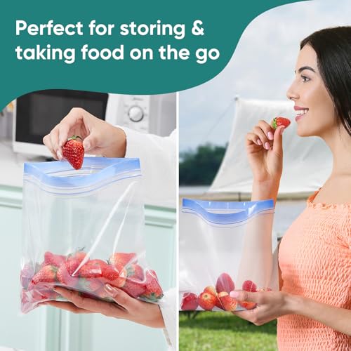 Lerine 14 Pack Reusable Freezer Bags Dishwasher Microwave Safe, Leakproof Extra-Large Reusable Snack Bags, BPA Free Food Storage Bags for Meal Prep (4 Gallon 6 Sandwich 4 Snack Bags)