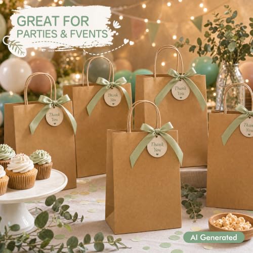 ECOEXTRA Brown Kraft Paper Bags 100 Pack 8x4.5x10.8 in Medium with Handles - color: Brown, size: 1 Count (Pack of 100)