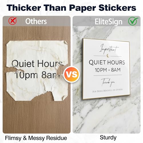 Quiet Hours Sign Magnetic 2 Pack, 6x6 Acrylic 10pm-8am Noise Reminder for Vacation Rental Apartment Dorm Office, Mindful of Others House Rules Wall Plaque with Adhesive Tapes, Modern White - color: White