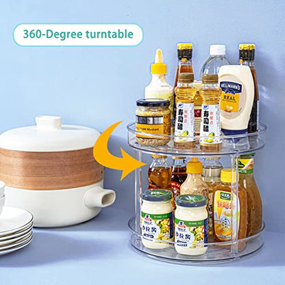 URALFA 2 Tier Lazy Susan Turntable, 9 Inch Clear Organizer for Cabinet - size: 9 Inch / 2 Tier / 1 Pack