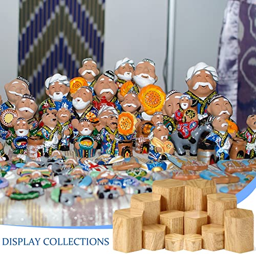 Jetec 12 Pcs Hexagonal Jewelry Display Risers Acrylic Stands,Woodgrain - color: Natural Color