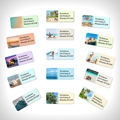 Customized Personalized Address Labels - Made in The USA by Kenco (250 Labels, Tropical Beach) - color: Tropical Beach, size: 250 Labels