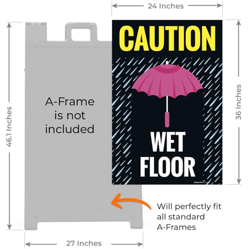 Caution Wet Floor Umbrella Sidewalk Sign Kit, 24x36 Inches Replacement Panels 2-Pack Corrugated Plastic USA Made - size: 24x36 Inches, style: 2 Pack - Replacement Panels