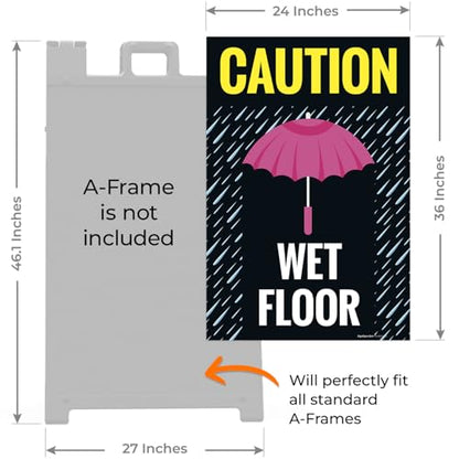 Caution Wet Floor Umbrella Sidewalk Sign Kit, 24x36 Inches Replacement Panels 2-Pack Corrugated Plastic USA Made - size: 24x36 Inches, style: 2 Pack - Replacement Panels