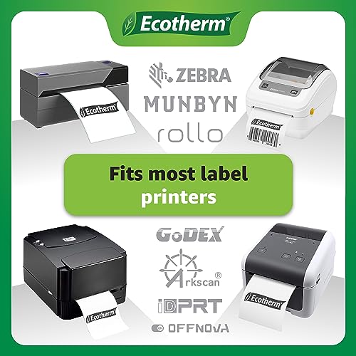 2.25" x .75" Thermal Labels | 4 Rolls | 7120 Labels | fits Zebra, Munbyn, Rollo, Godex, Arkscan, iDPRT, Offnova Thermal Label Printers and More | Blank White Adhesive Stickers by Ecotherm - size: 2.25 x .75 - 7120 Labels
