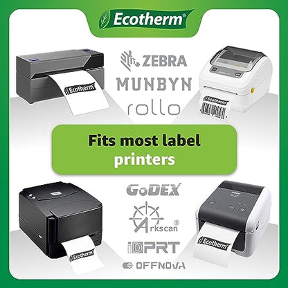 2.25" x .75" Thermal Labels | 4 Rolls | 7120 Labels | fits Zebra, Munbyn, Rollo, Godex, Arkscan, iDPRT, Offnova Thermal Label Printers and More | Blank White Adhesive Stickers by Ecotherm - size: 2.25 x .75 - 7120 Labels