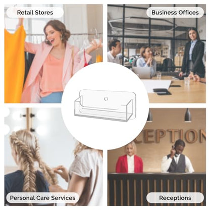 Marketing Holders 2 Pack Hanging Business Card Holder with Hardware Holds 3.5" x 2" Horizontal Cards Clear Acrylic Plastic Space Saver Appointment Hair Salons Credit Membership Discount - color: Clear Wall Mount