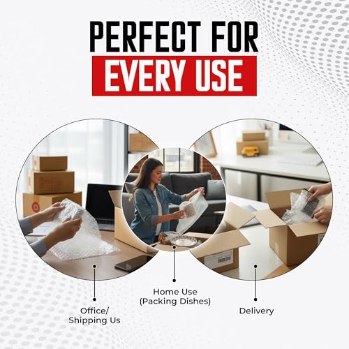 Tapsi Bubble Cushioning Wrap, 12 Inch x 72 Feet, 2 Rolls, Perforated Every 12”, Premium Quality Moving and Shipping Supplies, Made in USA