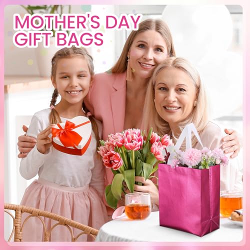 Eccliy 80 Pcs Reusable Gift Bags, Medium, Hot Pink - color: Hot Pink, size: Medium