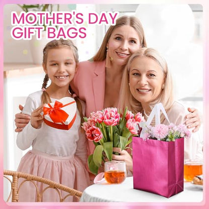 Eccliy 80 Pcs Reusable Gift Bags, Medium, Hot Pink - color: Hot Pink, size: Medium