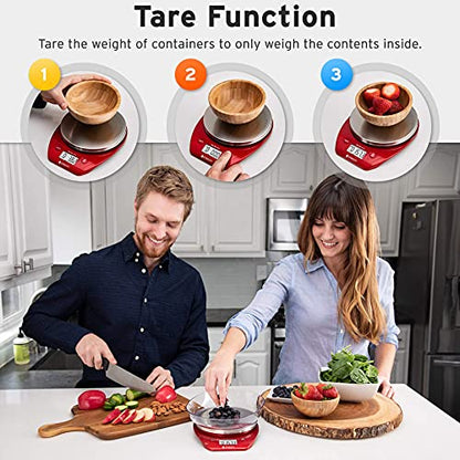 Etekcity Food Kitchen Scale with Bowl, 0.1g, Grams and Ounces - color: Chili Red
