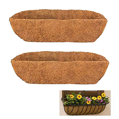 2pcs Trough Coco Liner 36 inch Wall Planter Replaceable Coco Liner for Window Box, Fence Flower Baskets - size: 36 in -2pcs