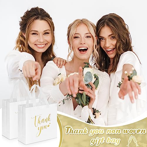 Sweetude 30 Thank You Non Woven Gift Bag, 11 x 12 x 5 Inch, White - color: White, size: 11 X 12 X 5 Inch