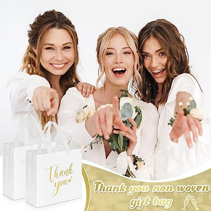 Sweetude 30 Thank You Non Woven Gift Bag, 11 x 12 x 5 Inch, White - color: White, size: 11 X 12 X 5 Inch