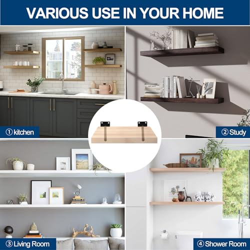 4 Pcs 5" Black Solid Steel Floating Shelf Bracket Blind Shelf Supports - Hidden Brackets for Floating Wood Shelves - Concealed Blind Shelf Support – Screws and Wall Plugs Included - size: 5 Inch, style: 4 Pack-Solid