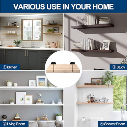 12 Pcs 6" Black Solid Steel Floating Shelf Bracket Blind Shelf Supports - Hidden Brackets for Floating Wood Shelves - Concealed Blind Shelf Support – Screws and Wall Plugs Included - size: 6 Inch, style: 12 Pack-Solid