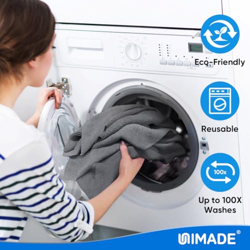 UNIMADE Microfiber Cleaning Cloth, 20 Pack Reusable Microfiber Towels - color: Grey, size: 20PK
