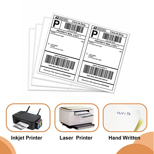 Round Corner Half Sheet 8.5" x5.5" Mailing Labels Matte Blank White Self Adhesive Shipping Labels for Laser and Ink Jet Printers 200 Label (100 Sheets) - size: 8.5" X 5.5" (2-up), style: 100 Sheets