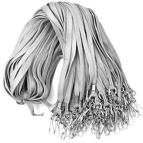 Beebel Lanyards 100 Pack Gray Lanyard with Swivel Hook Clips for ID Name Badge Holder (Gray, 100 Pack) - color: Gray, size: 100 Pack