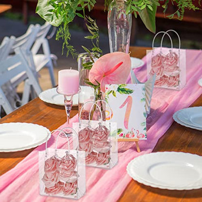 LEIFIDE 50 Pcs Plastic Clear Gift Bags with Handles,5.9 X 6.3 X 2.8 Inch - size: 5.9 x 6.3 x 2.8 Inch