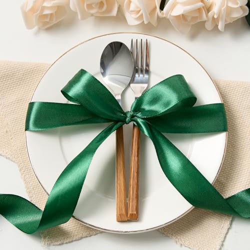 Dark Green Satin Ribbon 1 Inch x 100 Yards - color: Dark Green