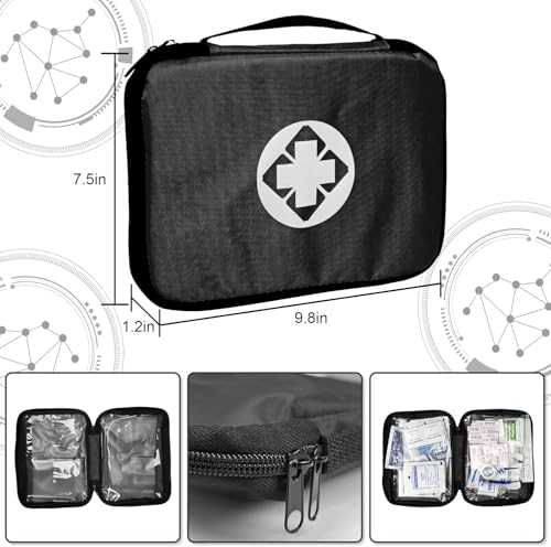 First Aid Kit 300PCS Car Home Camping Essentials Black 1st Aid - style: Black-300Pcs