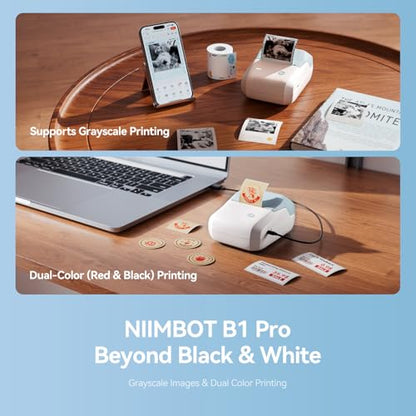 NIIMBOT B1Pro Label Maker, 300DPI HD Sticker Printer for Photo, Light Blue - color: Light Blue