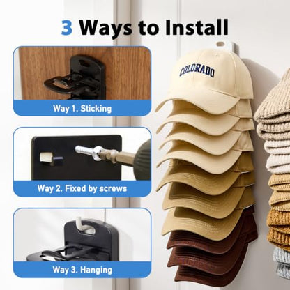 MACOPRO Hat rack for wall, Hat Organizer for Baseball Caps, White 2 Packs - color: 2Packs-White