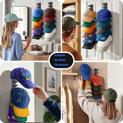Hat Organizer for Baseball Caps 2 Pack Hat Rack for Wall Hat Hanger Holder