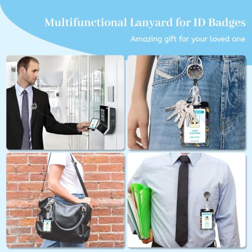 Hancynir Butterfly Lanyard for Id Badge, Badge Holder Retractable Reel Clip - color: Butterfly Floral