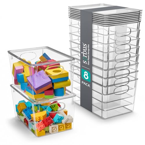 Sorbus Clear Toy Storage Bins with Lids, Stackable (Large, 8 Pack) - size: Large, style: 8 Pack