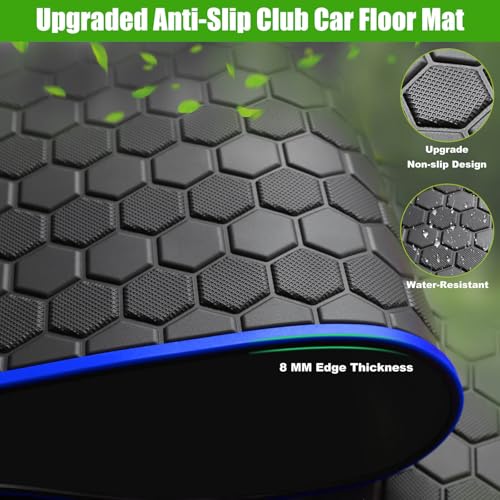 Club Car Precedent Golf Cart Full Coverage Floor Liner Mat, Fits Club Car Precedent (2004-2023), Onward & Tempo (2017-2023), Villager & V4L (2019-2023), Durable Anti-Slip Rubber - color: Black Blue