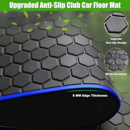 Club Car Precedent Golf Cart Full Coverage Floor Liner Mat, Fits Club Car Precedent (2004-2023), Onward & Tempo (2017-2023), Villager & V4L (2019-2023), Durable Anti-Slip Rubber - color: Black Blue