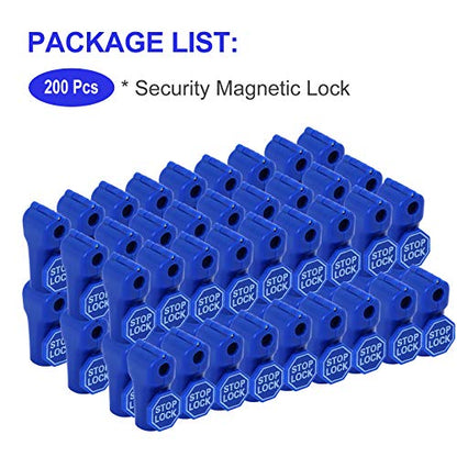 200Pcs Blue Peg Hook Security Stop Lock 6mm for 4.5-5.9mm Retail Pegboard - color: Blue