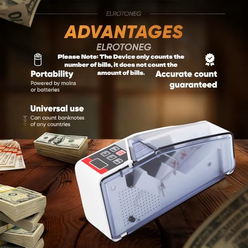 Money Counter, Portable V40 Money Counter Mini Bill Cash Counting Machine Handy Currency Counting Machine with Automatically Stop Counting Function Only for Multi-Currency Handy Banknote Counter - color: 2w-v40
