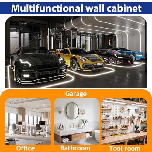 GAIOUS Metal Garage Wall Cabinet with Lock, Wall Mounted Steel Tool Cabinet - color: White, size: 11.81"D x 27.6"W x 27.6"H