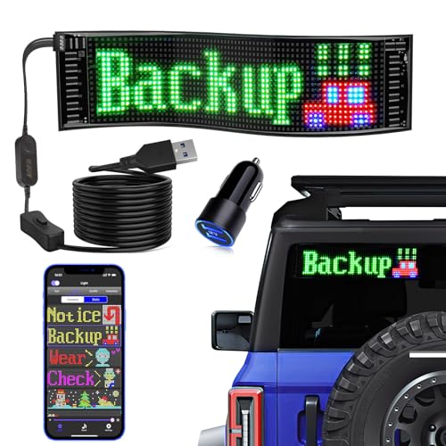KJOY USB 5V LED Sign, Bluetooth, App Control, Flexible, Programmable Custom Text Pattern Animation Scrolling Display for Car, Store, Party, Bar, Hotel, Concert, 14.6''x3.6'' - size: 15"x4"-1PCS