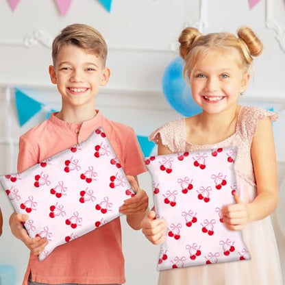 Whaline 100Pcs Cherry Poly Mailer 10 x 13 Inch Pink Bow Fruit Mailing Bag Valentine Cute Self-Sealing Plastic Packaging Envelope Bag for Small Business - style: Bow Cherry