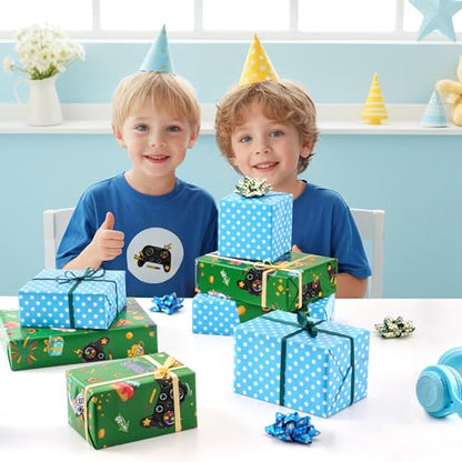 WERNNSAI Gaming Wrapping Paper Roll - 33 ft Birthday Reversible Wrap Paper - color: Game B