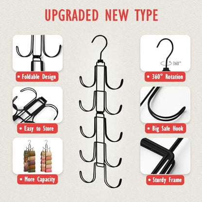 Purse Organizer for Closet: Upgraded Purse Hanger with 10 Big Hooks - style: Black01