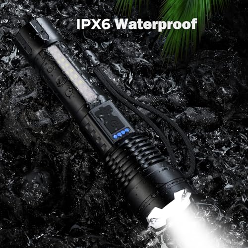 Cinlinso Flashlight High Lumens Rechargeable 2 Pack, 90000 Lumen Super Bright Led Flashlights with 7 Light Modes, IPX6 Waterproof, Powerful Handheld Flash Light for Camping Home Emergencies