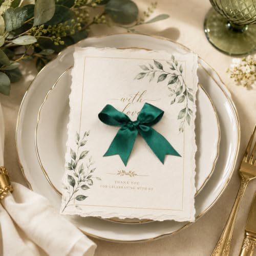 Hunter Green Bows 60 Pcs 3.5 Inch Pre-Tied Satin Ribbon Bows, Adhesive Dots - color: Hunter Green, size: 60 PCS