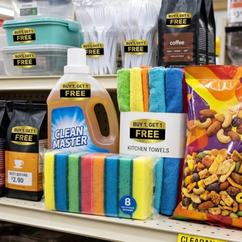 Buy 1, Get 1 Free Stickers, 1000 Pcs Sale Labels, 0.75 x 1.5 Inch