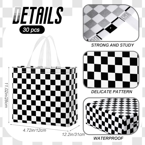 Abbylike 30 Pcs Checkered Racing Gift Bags Bulk, Large Reusable Tote Bags - style: Checkered Racing
