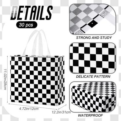 Abbylike 30 Pcs Checkered Racing Gift Bags Bulk, Large Reusable Tote Bags - style: Checkered Racing