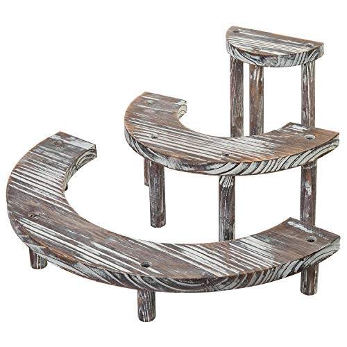 MyGift 3 Tier Torched Wood Cupcake Stand Dessert Display Riser Set of 3 - color: Torched Wood