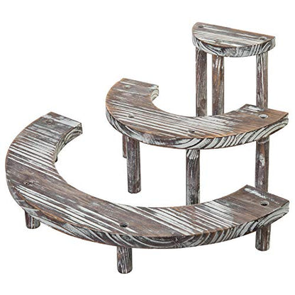 MyGift 3 Tier Torched Wood Cupcake Stand Dessert Display Riser Set of 3 - color: Torched Wood
