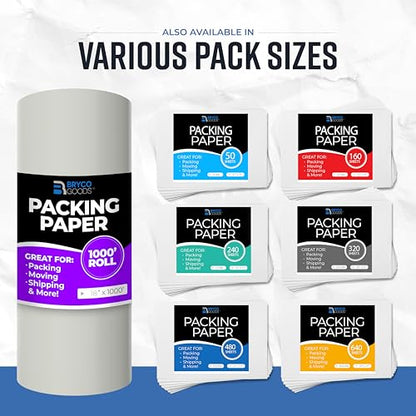 Bryco Goods Large Newsprint Packing Paper Roll 1000'L x 18”W, Pack of 2 - size: 1000' x 17.5" (Roll) (Pack of 2)