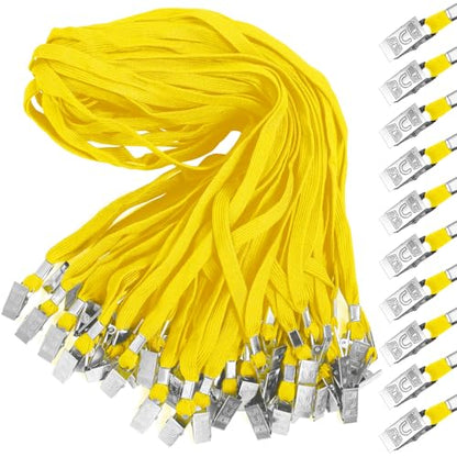 Marspark 200 Pcs Lanyards for ID Badges, Flat Swivel Hook,Yellow - color: Yellow