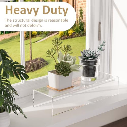 Acrylic Shelf Riser 15x4.7x3 pack of 2, Desktop Rectangular Acrylic Tray Pedestal Stand for Home Décor, Figures, Manga or Other Collectibles, 15x4.7x3 Inch - size: 15x4.7x3 Inch